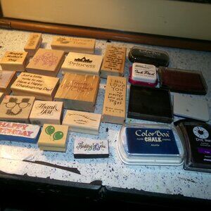 17 used stamps & 7 used ink pads.